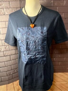 Express Navy Short-Sleeve Tee with Textured Navy Patch